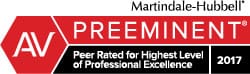 Martindale-Hubbell | AV | Preeminent | Peer Rated For Highest Level Of Professional Excellence | 2017